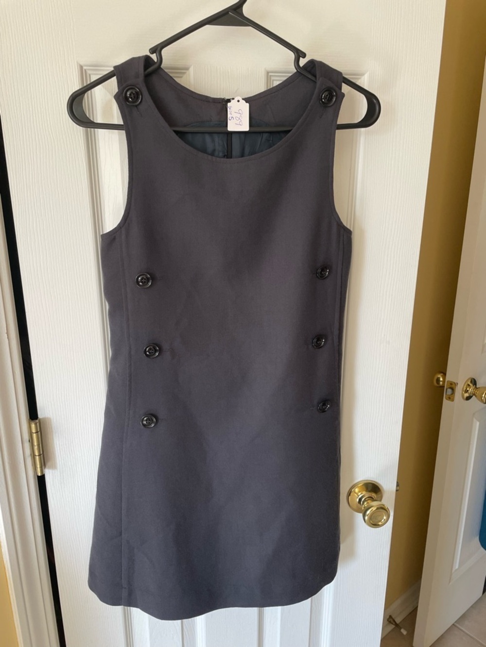 A.P.C. Wool Mohair Shift Dress Size S Charcoal Minimalist Button Detail